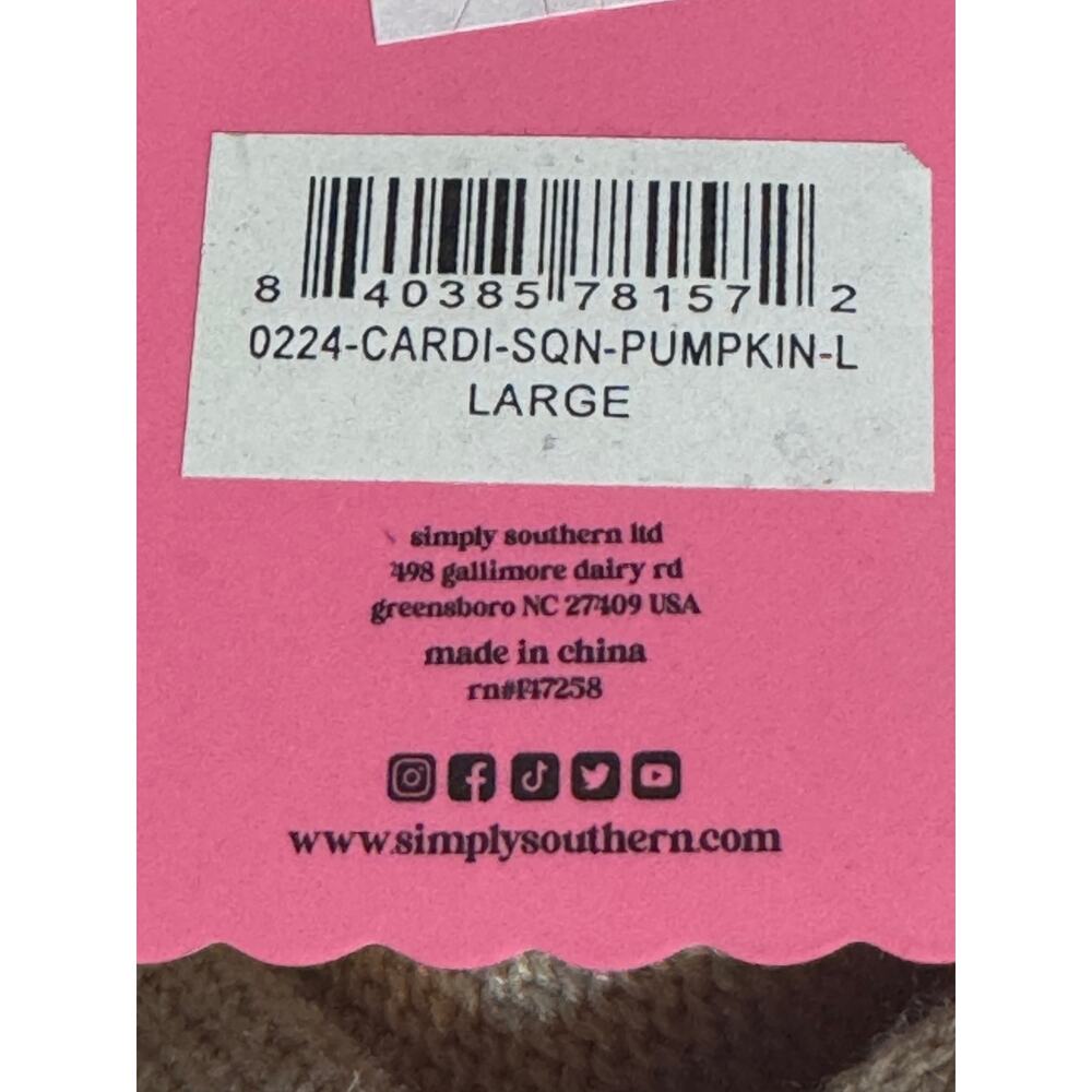 Simply Southern Pumpkin Sequin Cardigan NWT Women's Large Fall Sweater - Picture 6 of 8